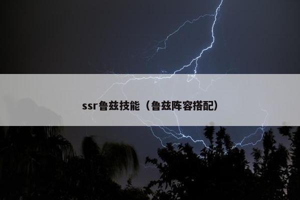 ssr鲁兹技能（鲁兹阵容搭配）