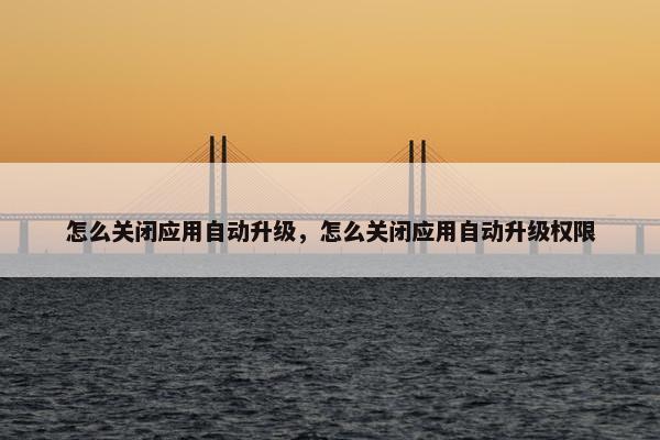 怎么关闭应用自动升级，怎么关闭应用自动升级权限