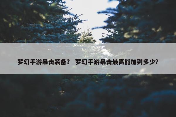 梦幻手游暴击装备？ 梦幻手游暴击最高能加到多少？