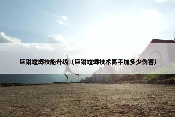 巨钳螳螂技能升级（巨钳螳螂技术高手加多少伤害）