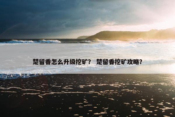 楚留香怎么升级挖矿？ 楚留香挖矿攻略？
