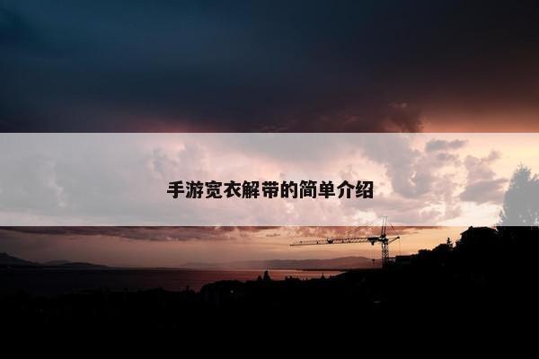 手游宽衣解带的简单介绍