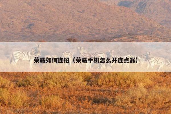 荣耀如何连招（荣耀手机怎么开连点器）