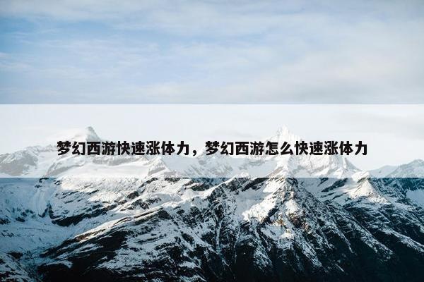 梦幻西游快速涨体力，梦幻西游怎么快速涨体力