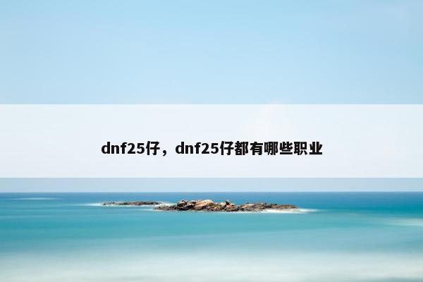 dnf25仔，dnf25仔都有哪些职业