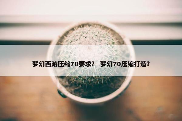 梦幻西游压缩70要求？ 梦幻70压缩打造？