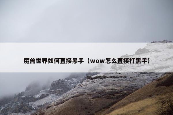 魔兽世界如何直接黑手（wow怎么直接打黑手）