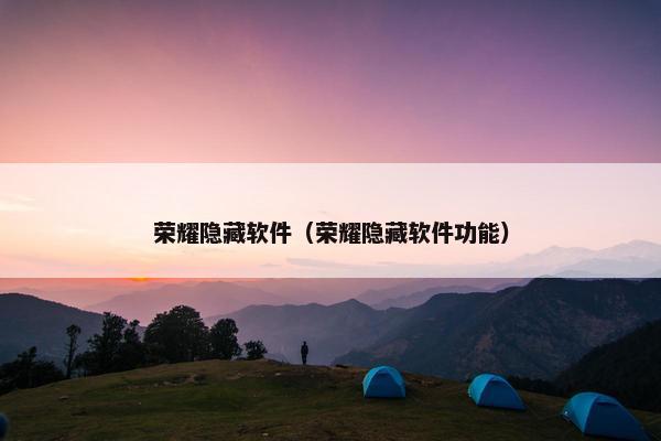 荣耀隐藏软件（荣耀隐藏软件功能）