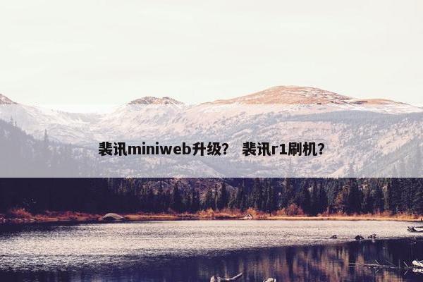 裴讯miniweb升级？ 裴讯r1刷机？