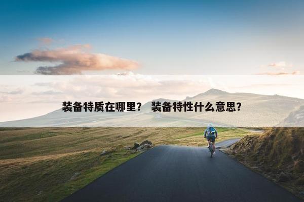 装备特质在哪里？ 装备特性什么意思？
