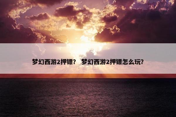 梦幻西游2押镖？ 梦幻西游2押镖怎么玩？