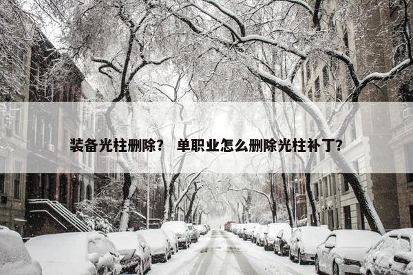装备光柱删除？ 单职业怎么删除光柱补丁？