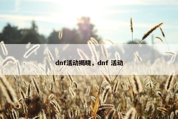 dnf活动揭晓，dnf 活动