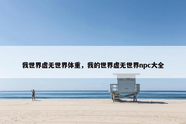 我世界虚无世界体重，我的世界虚无世界npc大全