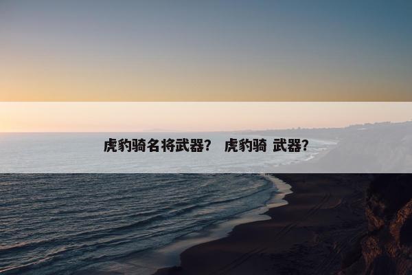 虎豹骑名将武器？ 虎豹骑 武器？