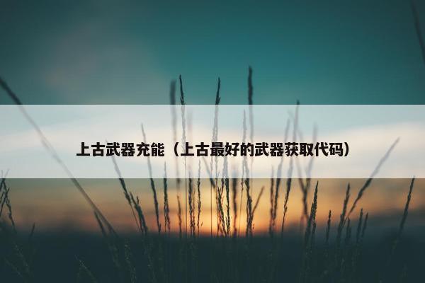 上古武器充能（上古最好的武器获取代码）