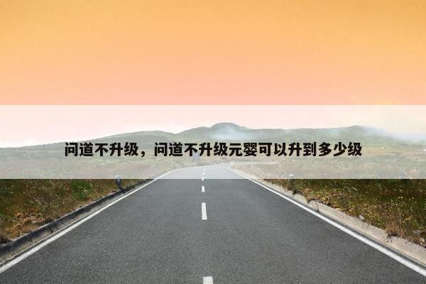 问道不升级，问道不升级元婴可以升到多少级