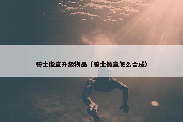 骑士徽章升级物品（骑士徽章怎么合成）
