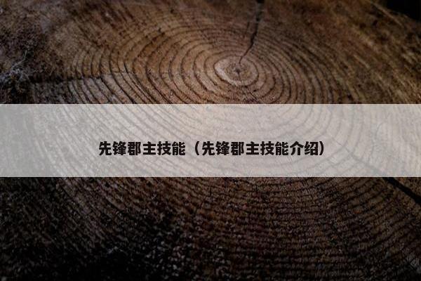 先锋郡主技能（先锋郡主技能介绍）