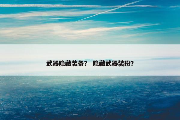 武器隐藏装备？ 隐藏武器装扮？