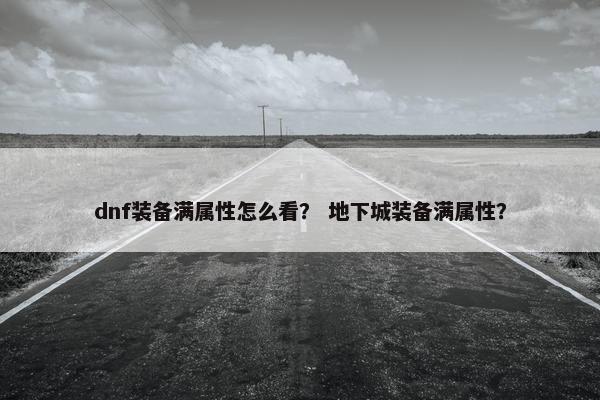 dnf装备满属性怎么看？ 地下城装备满属性？