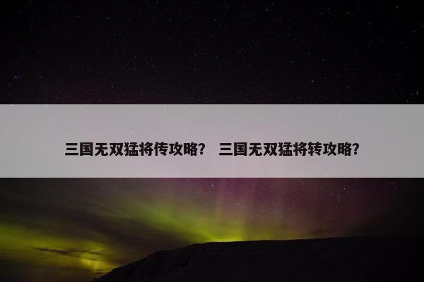 三国无双猛将传攻略？ 三国无双猛将转攻略？