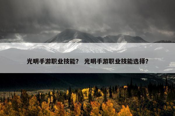 光明手游职业技能？ 光明手游职业技能选择？