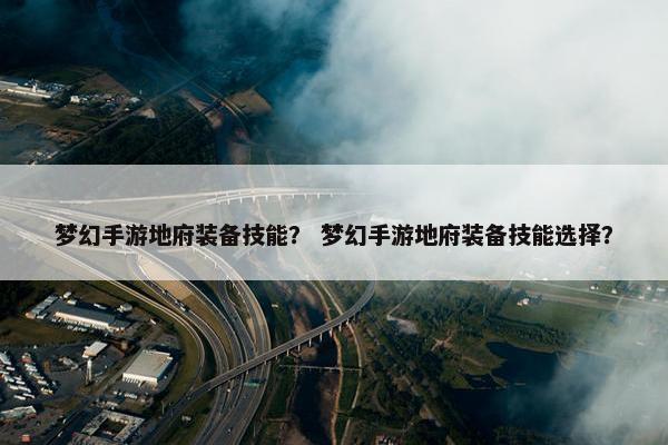 梦幻手游地府装备技能？ 梦幻手游地府装备技能选择？