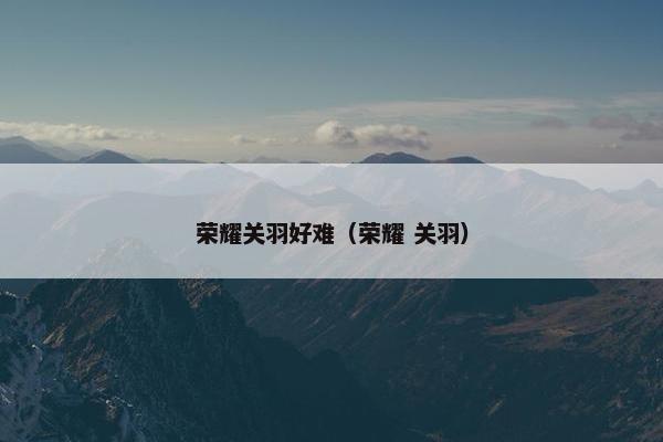 荣耀关羽好难（荣耀 关羽）