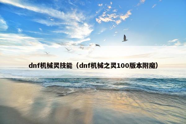 dnf机械灵技能（dnf机械之灵100版本附魔）
