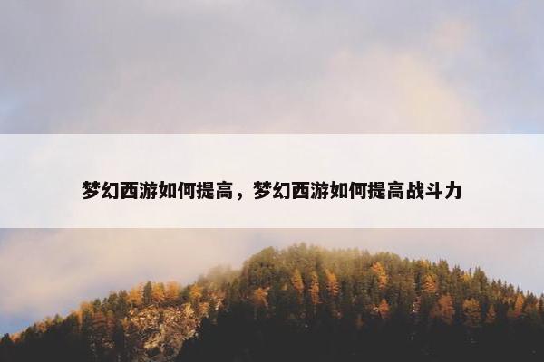 梦幻西游如何提高，梦幻西游如何提高战斗力