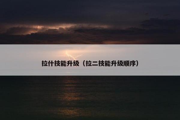 拉什技能升级（拉二技能升级顺序）