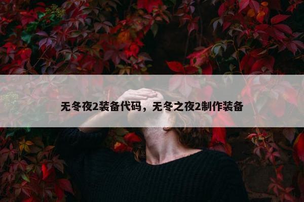 无冬夜2装备代码，无冬之夜2制作装备