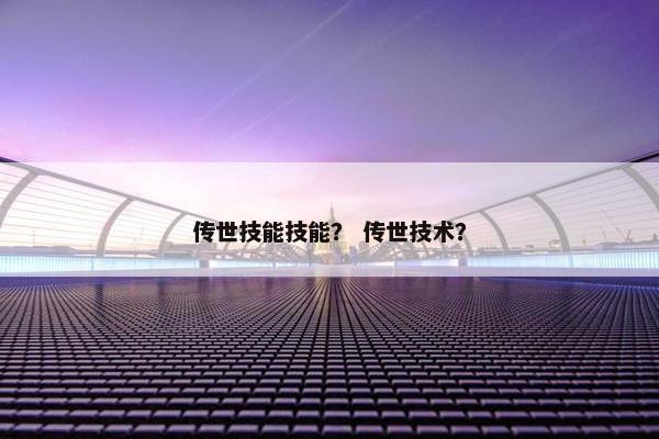 传世技能技能？ 传世技术？