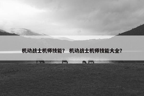 机动战士机师技能？ 机动战士机师技能大全？