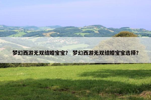 梦幻西游无双结婚宝宝？ 梦幻西游无双结婚宝宝选择？