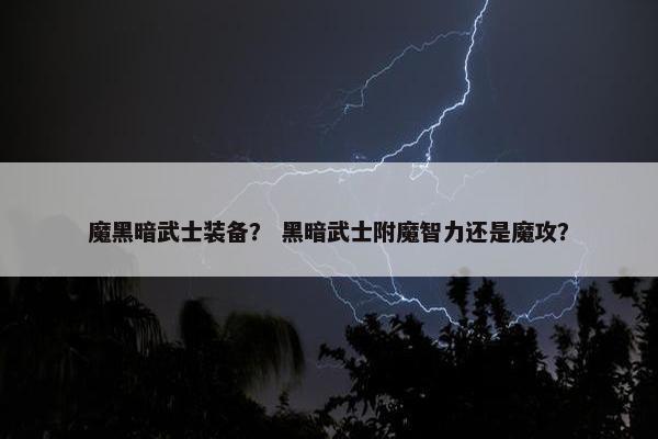 魔黑暗武士装备？ 黑暗武士附魔智力还是魔攻？