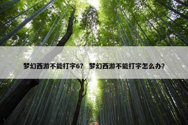 梦幻西游不能打字6？ 梦幻西游不能打字怎么办？