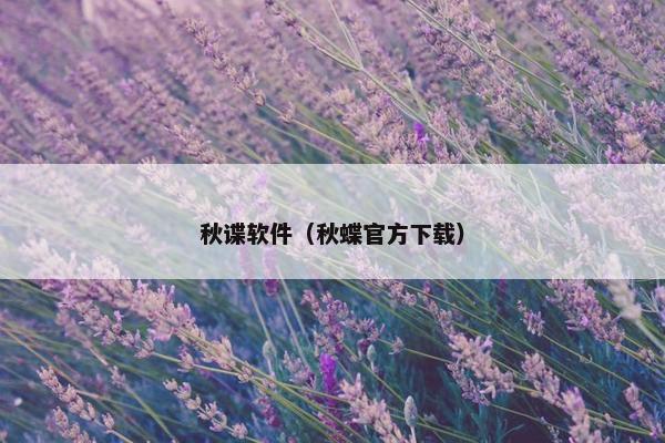 秋谍软件（秋蝶官方下载）