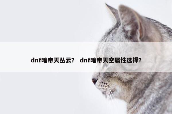 dnf暗帝天丛云？ dnf暗帝天空属性选择？