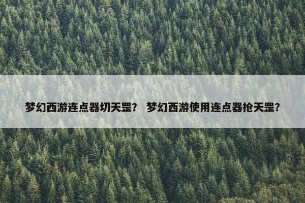 梦幻西游连点器切天罡？ 梦幻西游使用连点器抢天罡？