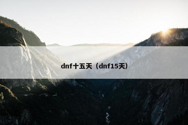 dnf十五天（dnf15天）