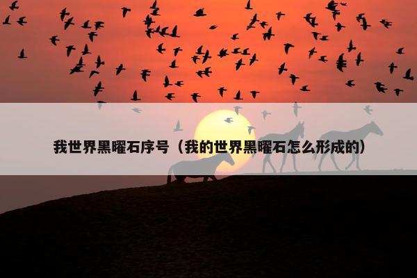 我世界黑曜石序号（我的世界黑曜石怎么形成的）
