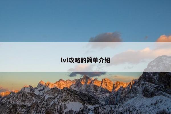 lvl攻略的简单介绍