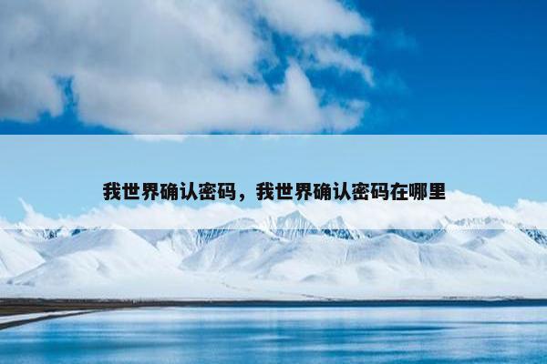 我世界确认密码，我世界确认密码在哪里