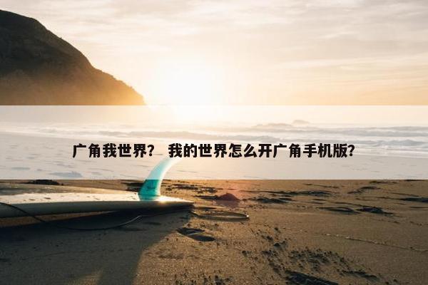 广角我世界？ 我的世界怎么开广角手机版？
