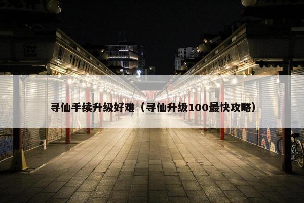 寻仙手续升级好难（寻仙升级100最快攻略）