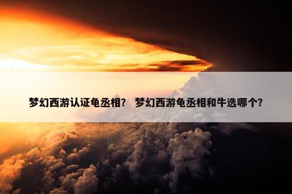 梦幻西游认证龟丞相？ 梦幻西游龟丞相和牛选哪个？