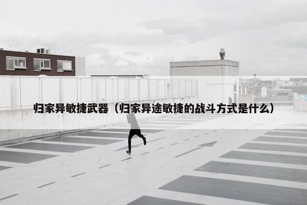 归家异敏捷武器（归家异途敏捷的战斗方式是什么）