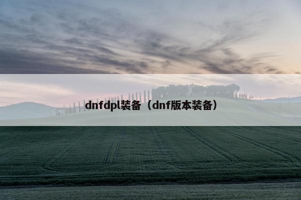 dnfdpl装备（dnf版本装备）